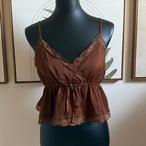 American Eagle Outfitters Y2K Brown Lace Camisole
